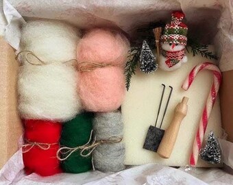 DIY Christmas Gnome Needle Felting Kit: Beginner-Intermediate