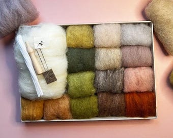 Kit Débutant Feutrage à L'Aiguille - Inclut Laine, Aiguilles, Mousse Et Accessoires Pour Créations DIY