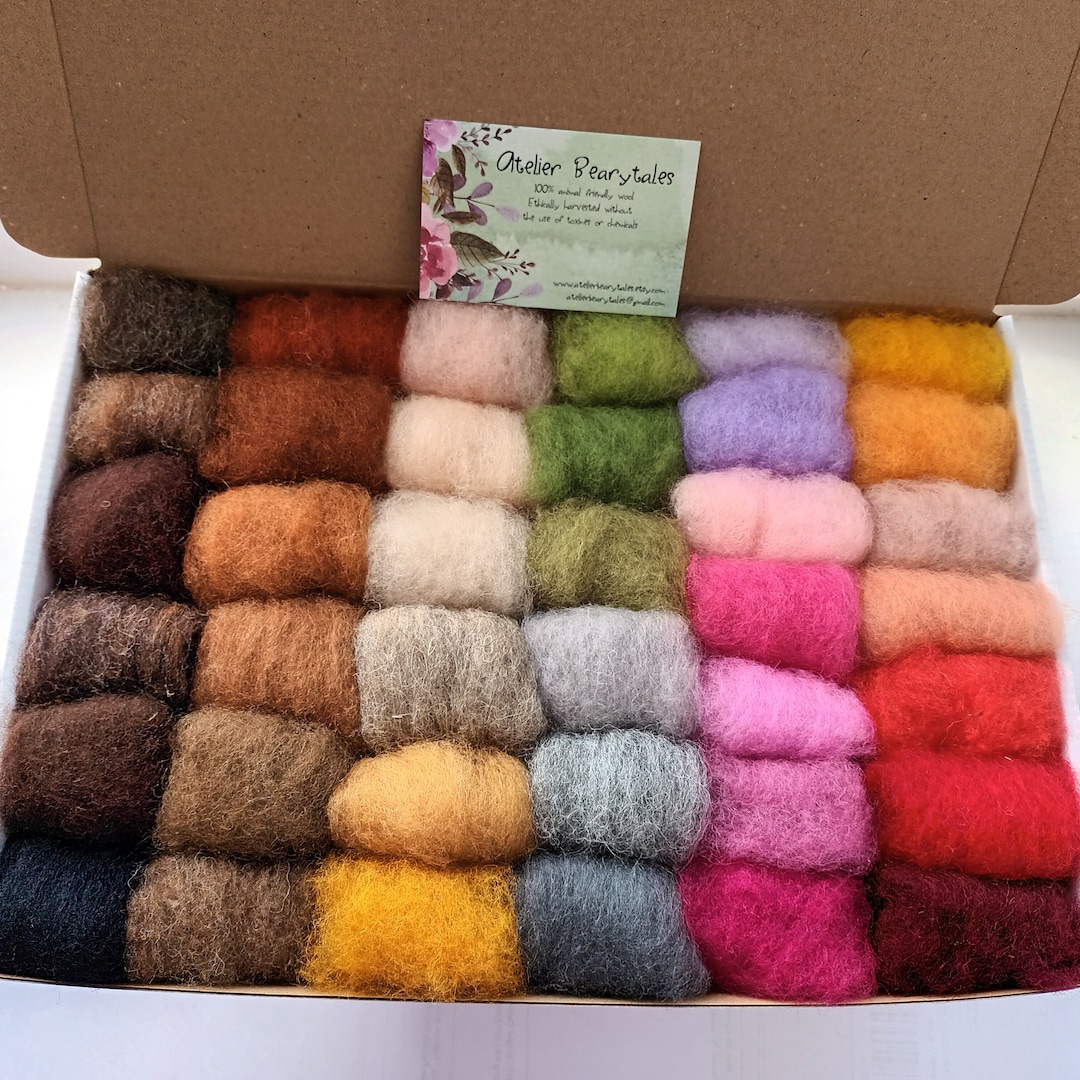 Needle Felting Kit: 38 Animal & Natural Wool Colors, DIY Amigurumi - Etsy
