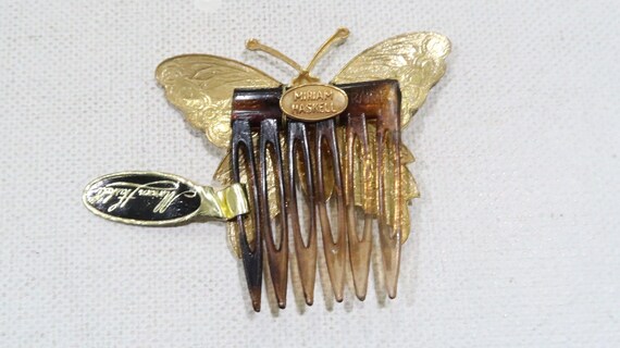 Miriam Haskell cream enamel butterfly celluloid h… - image 2