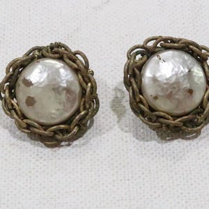 Miriam Haskell pearl clip-on earrings with wear