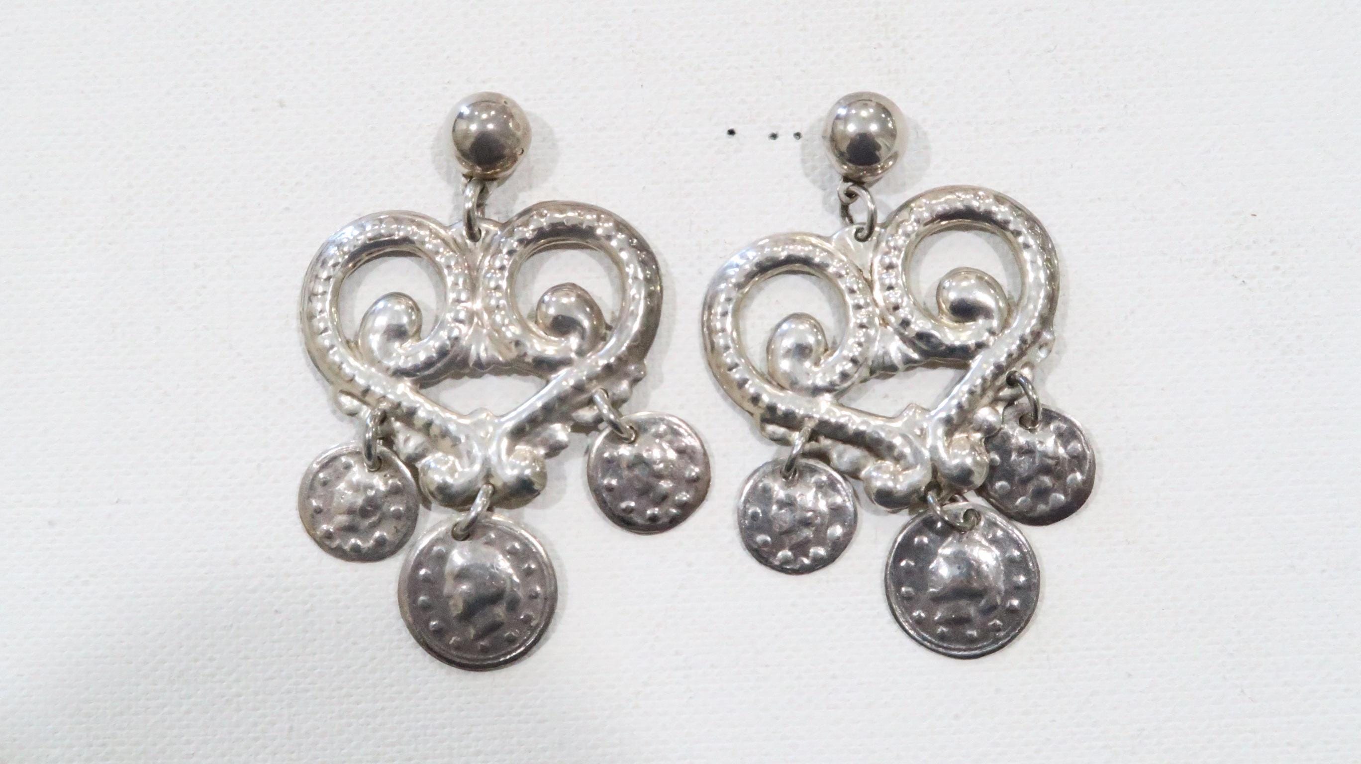Taxco Mexico TR-70 925 Mexico Large Coin Earrings - Etsy Israel