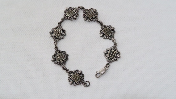 Designer sterling diamond cut marcasite fleur-de-… - image 1