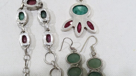 Raw ruby and raw emerald? pendant, bracelet, earr… - image 7