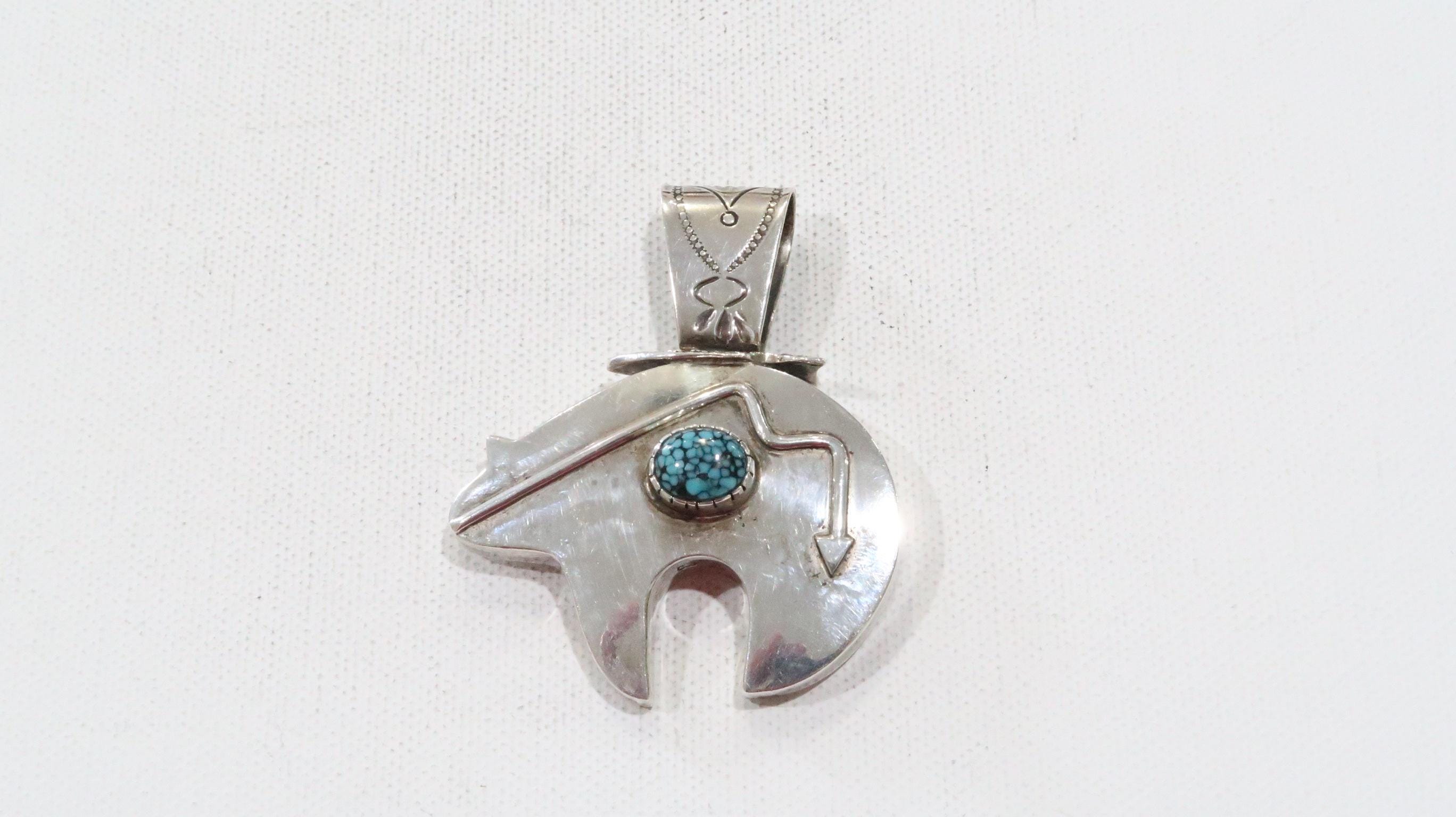 Navajo Artist Gary Johnson G.J. 925 Large Bear Number 8 Turquoise