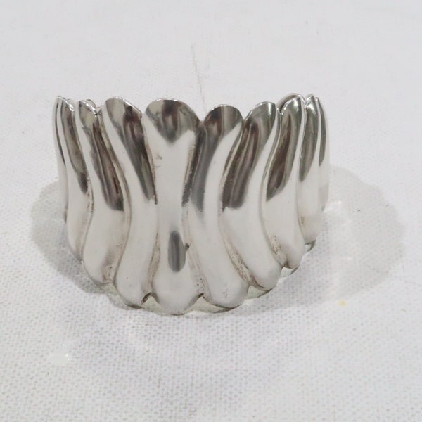 Vintage Mexicansterling wide modernist cuff bracelet