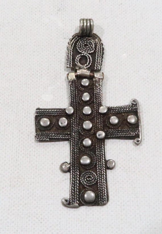 Antique silver tribal Ethiopian coptic cross