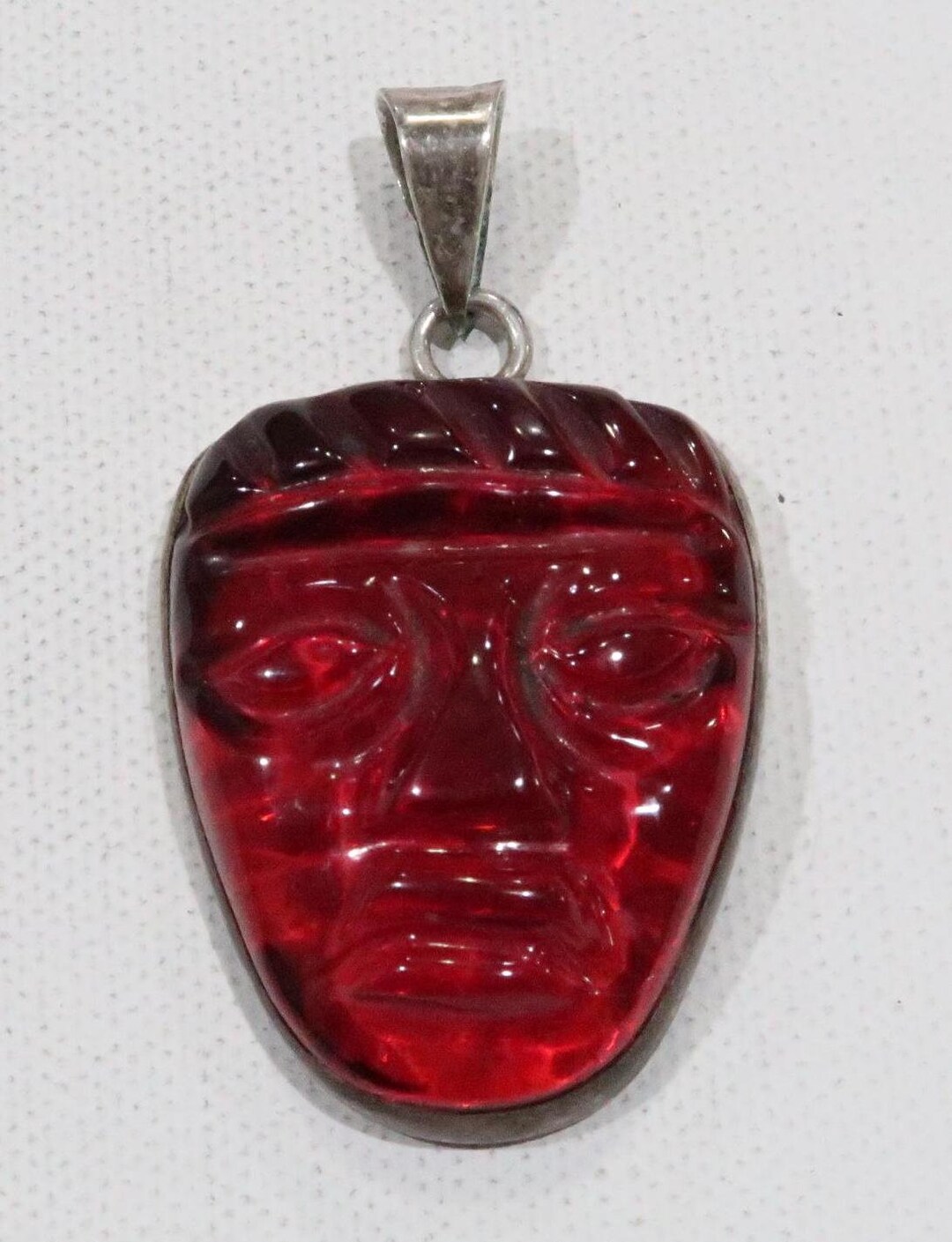 Rare Red Cherry Amber Carved Mask Face Sterling 925 Pendant - Etsy