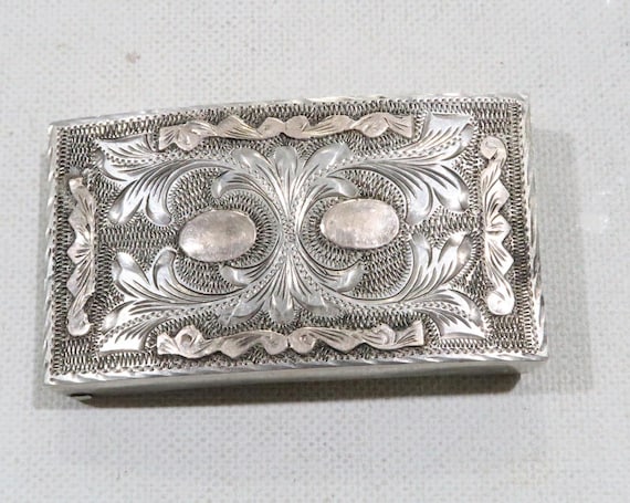 Two Old Vintage Hand Engraved Belt Buckles JCL Guadalajara  display picture 1