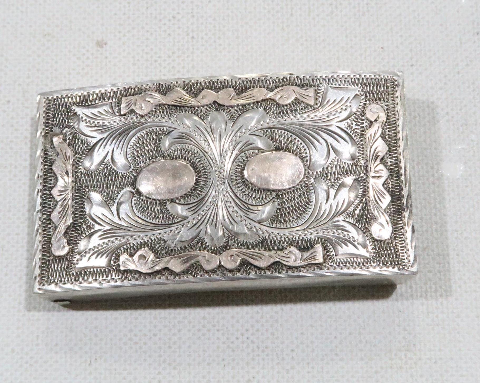 VHLC Plata De Jalisco Sterling Silver Burgundy Tooled Leather Belt 32\