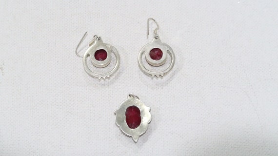 Sterling ruby earrings and pendant set - image 4