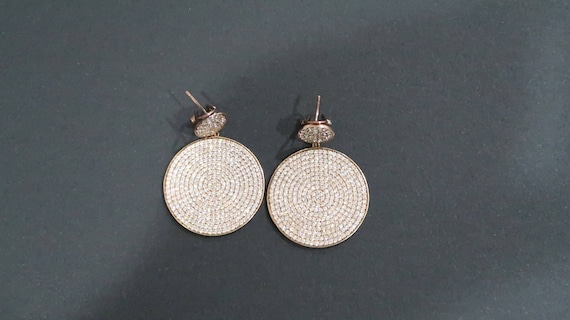 Big sterling crystal disc earrings - image 6