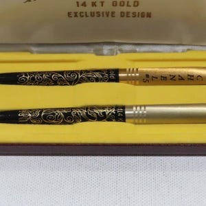 Vintage Arpege & Chanel No 5  14KT Gold perfumed writing pens