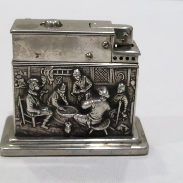 Vintage Holland Hendrik Hooijkaas, Schoonhoven HH90 silverplated repousse lighter