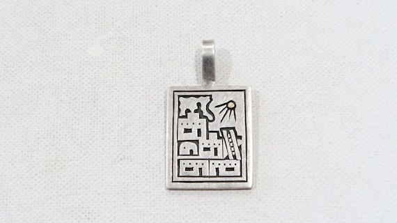 Joe Coriz Santo Domingo Sterling Silver Gold Pendant Native American Joe Coriz Santo Domingo Sterling Silver Gold Pendant Native American