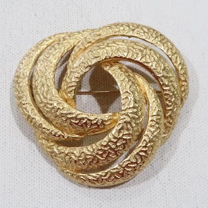 Vintage twisted knot Christian Dior brushed gold textured large brooch