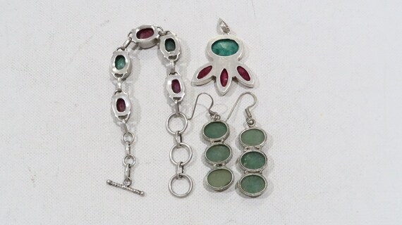 Raw ruby and raw emerald? pendant, bracelet, earr… - image 5