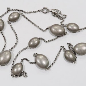 Designer Charles Garnier vintage long sterling necklace with shimmery bead stations