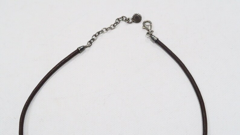 Sterling silver Barse turquoise drop necklace on a brown leather cord