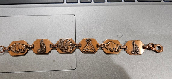 Copper Native American cuff lot wth earrings,broo… - image 10
