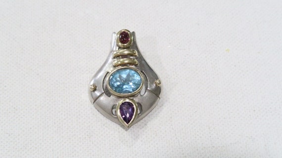 Solid sterling silver with gold plating pendant w… - image 2