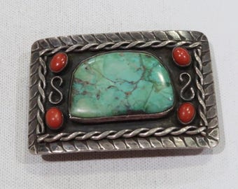 ターコイズコーラルフローラルデザインネイティブアメリカンの大型