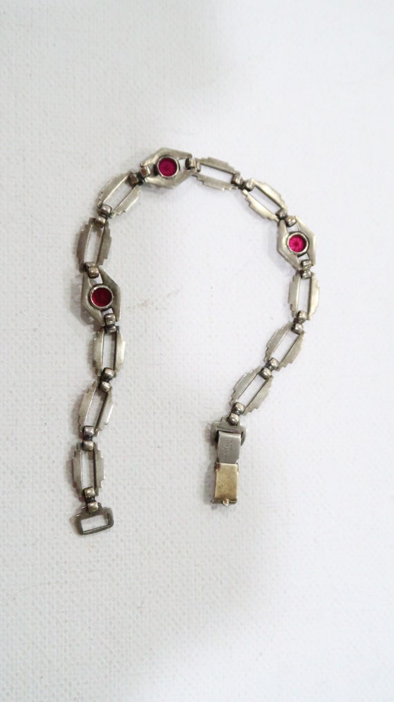 Symmetalic Sterling + 14K pink rhinestone link br… - image 5