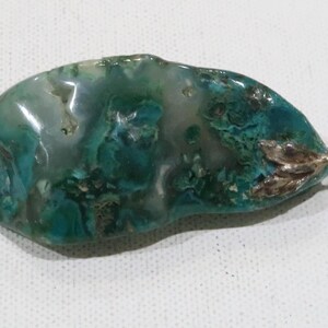 Stunning polished large gem silica chrysocolla  pendant set on sterling bail