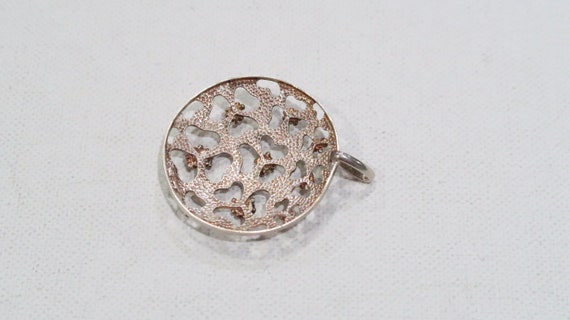 Sterling silver cutout flowers round/circle penda… - image 7