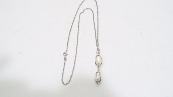 Sterling Caged Pearl drop necklace - image 1