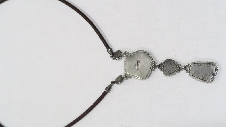 Sterling silver Barse turquoise drop necklace on a brown leather cord