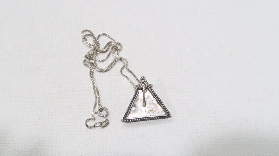 Unique sterling ruby triangle pendant with flower… - image 5