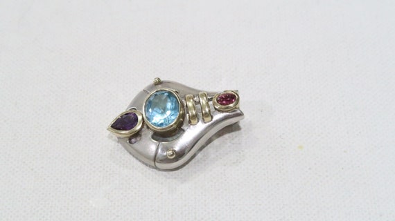 Solid sterling silver with gold plating pendant w… - image 4