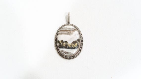 Crazy lace agate sterling hand-wrought pendant - image 1