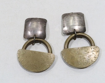 Vintage Marjorie Baer San Francisco Mixed Metal Clip on Earrings