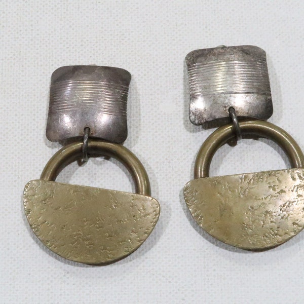 Vintage Marjorie Baer San Francisco Mixed metal clip on earrings