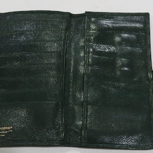 Vintage La Bagagerie Jean Marlaix Hecho en Francia billetera verde / titular del pasaporte