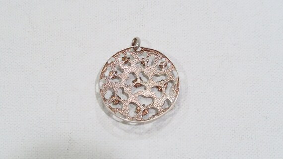 Sterling silver cutout flowers round/circle penda… - image 5