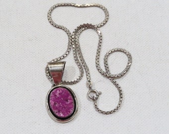 Designer sterling cobalto calcite pink druzy pendant necklace