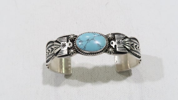 Stunning Navajo Andy Cadman Sterling Turquoise Cuff Bracelet - Etsy