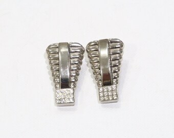 Pendientes Gianni Versace clip-on plata con pedrería