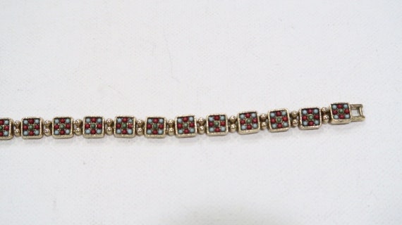 Vintage seed bead chez glass looking bracelet red… - image 4