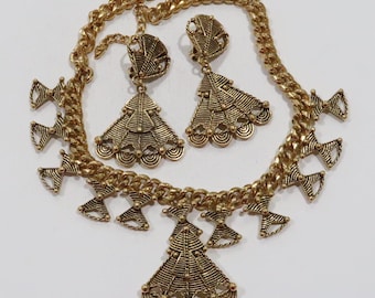 Vintage Jose Barrera för Avon etruskisk stil halsband och örhängen set