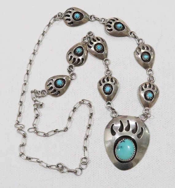 Jaws To The Floor Vintage Native American Navajo Turquoise Naja Sterling Silver Necklace Jaws To The Floor Vintage Native American Navajo Turquoise Naja Sterling Silver Necklace