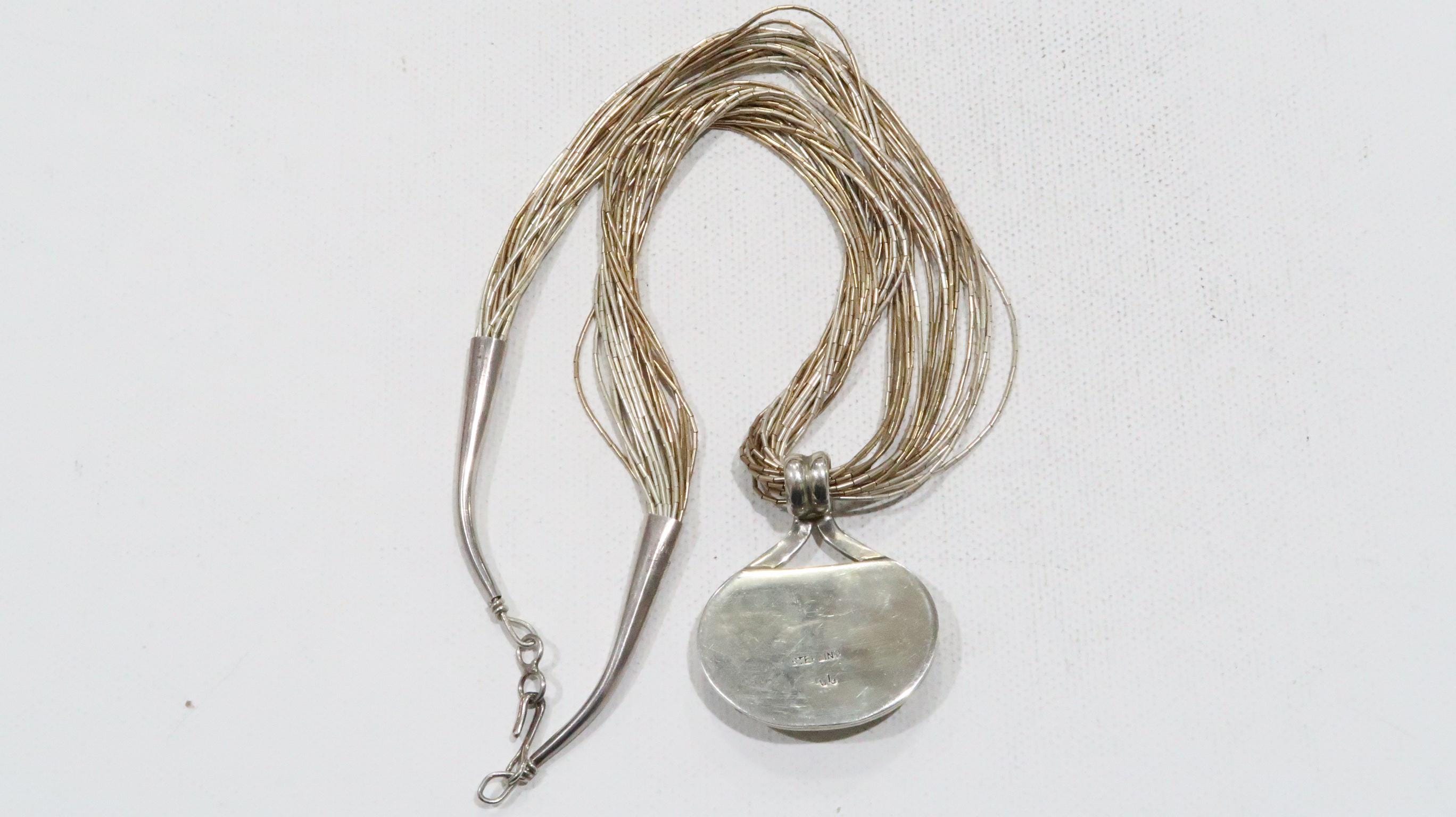 Stunning White Opal Inlay Zuni Artist Reynesta Leland Sterling
