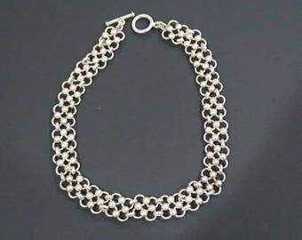 Naszyjnik choker z grubego srebra Vintage Mexico