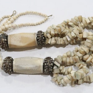 Vintage One of a kind tribal statement carved bone bead necklace