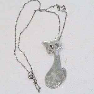Cute sterling cat pendant with sterling chain