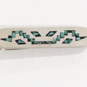Vintage Taxco Malachit Chip Inlay Sterling Geldspange