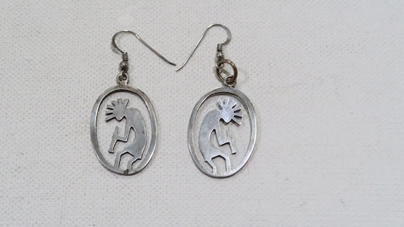 Sterling Benson or Joe Manygoats kokopelli earrings